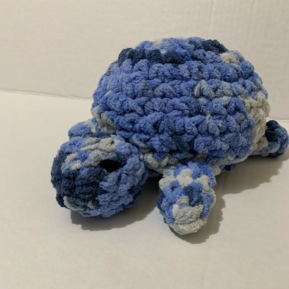 Turtle Crocheted with soft chenille style yarn, Nursery/Playroom Decor - Picture 1 of 11